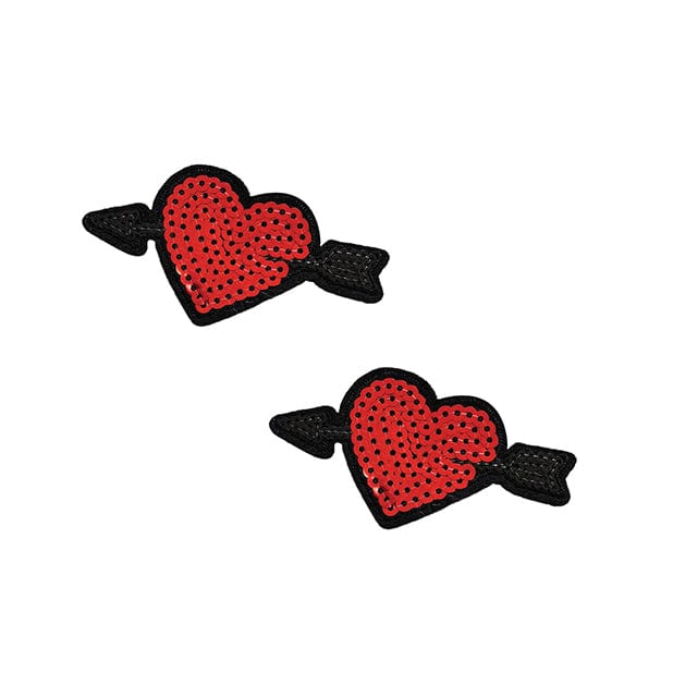 Neva Nude - Sequin Arrow Heart Pasties Nipple Covers O/S (Red)    Nipple Covers