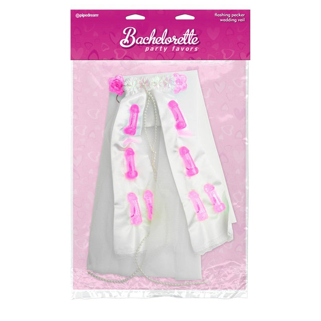 Pipedream - Bachelorette Party Favors Light-Up Pecker Party Veil (White) PD1609 CherryAffairs
