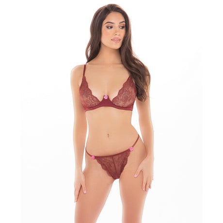 Rene Rofe - Staying In 2Pc Lingerie Set S/M (Burgundy)    Lingerie Set