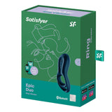 Satisfyer - Epic Duo Bluetooth App-Controlled Silicone Vibrating Cock Ring (Navy) STF1204 CherryAffairs