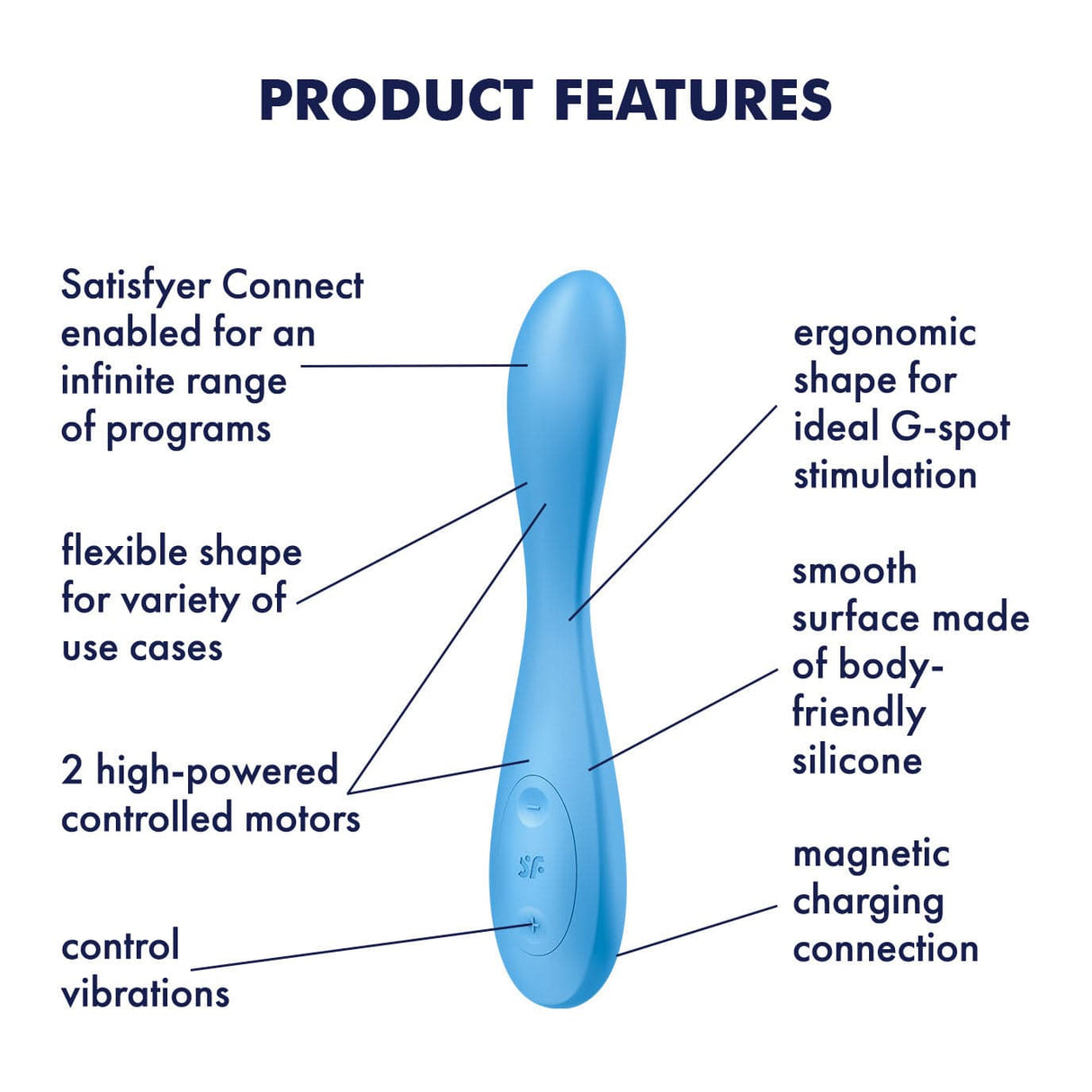 Satisfyer - Flex 4+ App-Controlled G Spot Vibrator (Blue)    G Spot Dildo (Vibration) Rechargeable