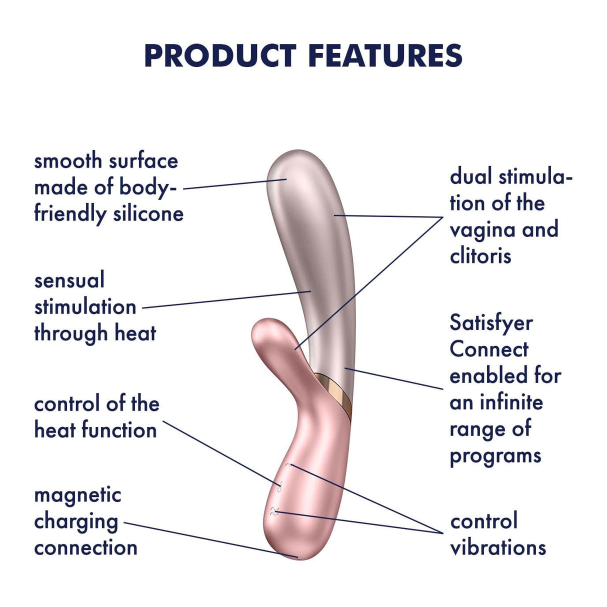 Satisfyer - Hot Lover Warming Rabbit Vibrator with Bluetooth and App (Pink/Dark Pink) STF1179 CherryAffairs