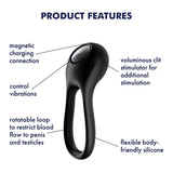 Satisfyer - Majestic Duo Silicone Vibrating Cock Ring (Black) STF1209 CherryAffairs