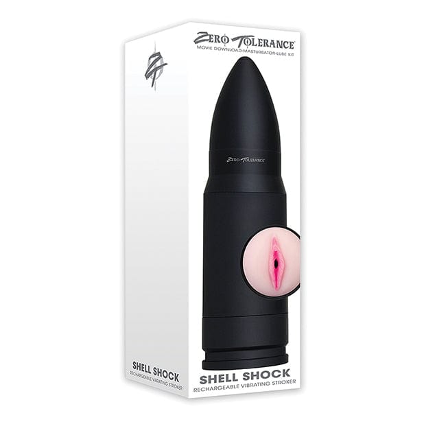 Zero Tolerance - Shell Shock Rechargeable Vibrating Stroker Masturbator (Black) ZR1017 CherryAffairs